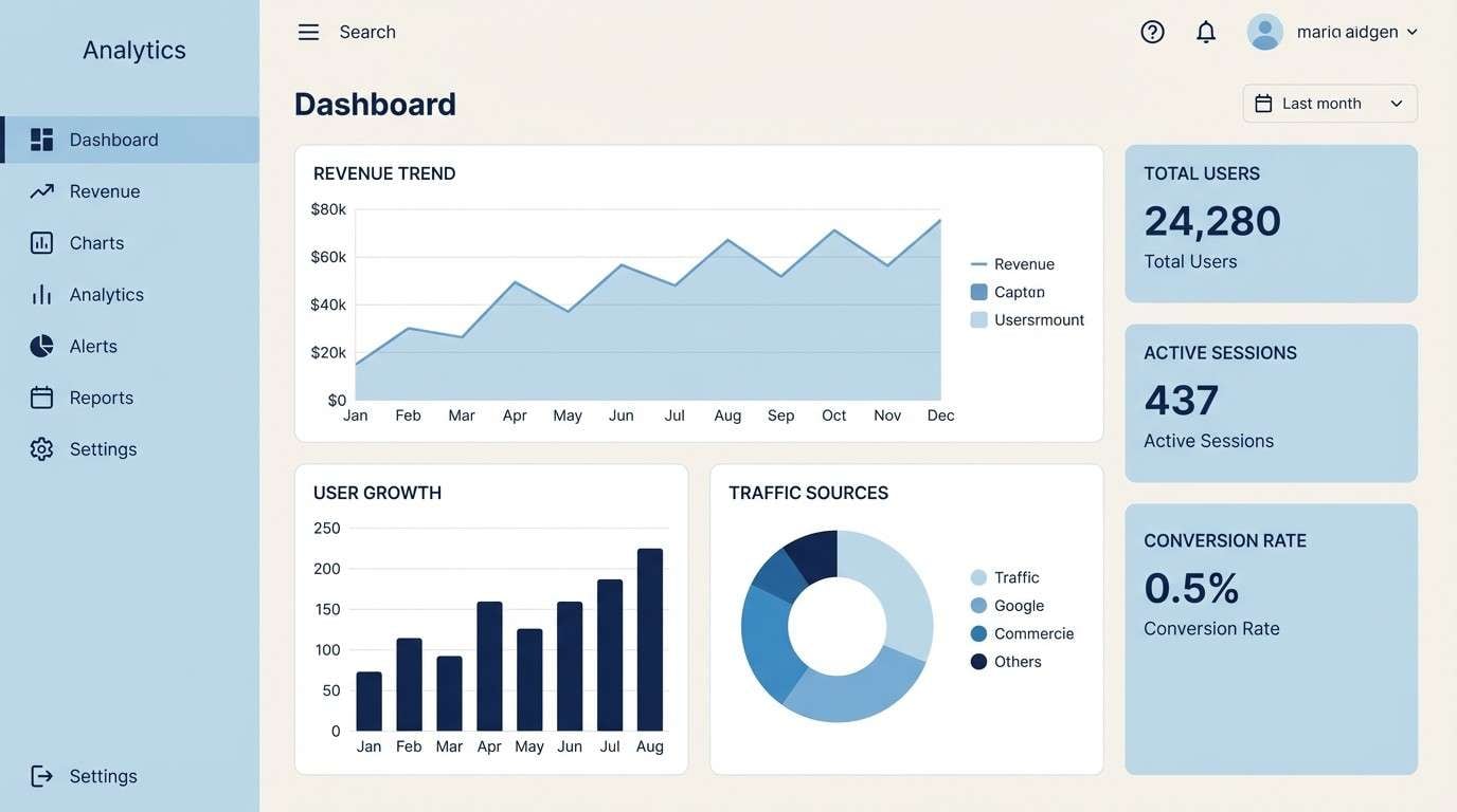 analytics dashboard ui mockup