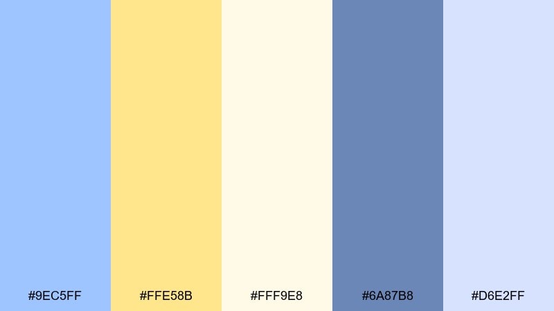 powder blue daffodil blue pastel yellow color palette with hex codes
