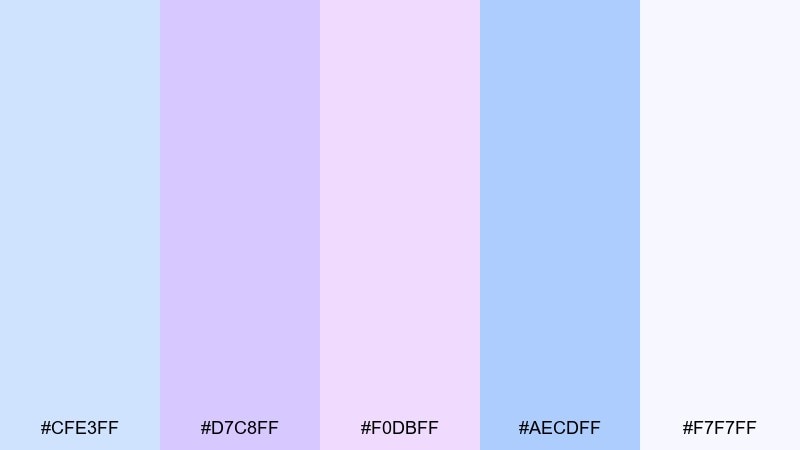 powder blue orchid pastel blue purple color palette with hex codes
