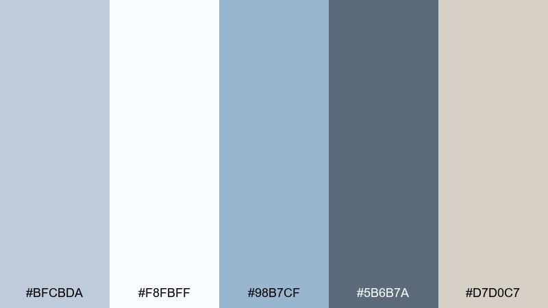 powder blue quartz blue light gray color palette with hex codes