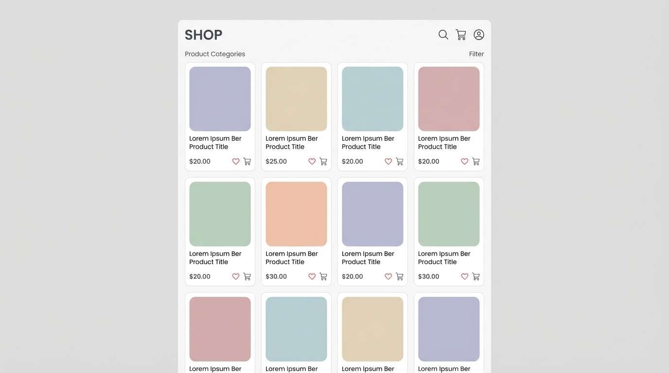 ecommerce listing ui mockup