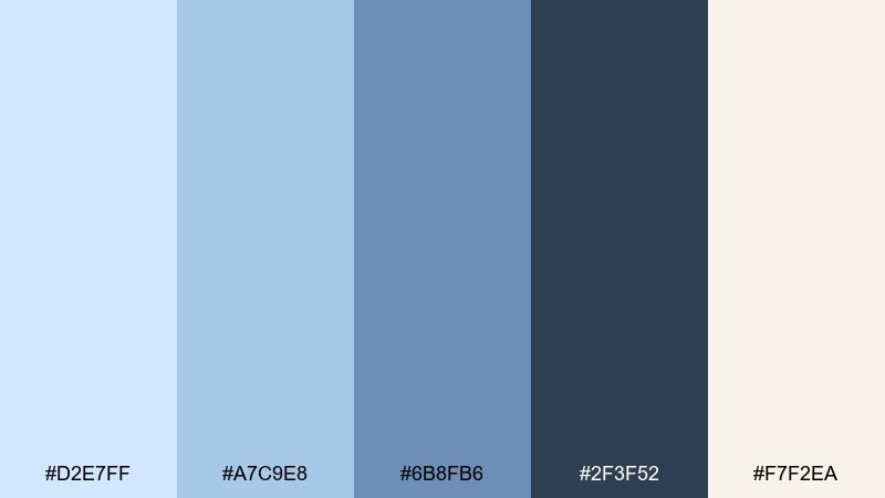 powder denim light blue color palette with hex codes