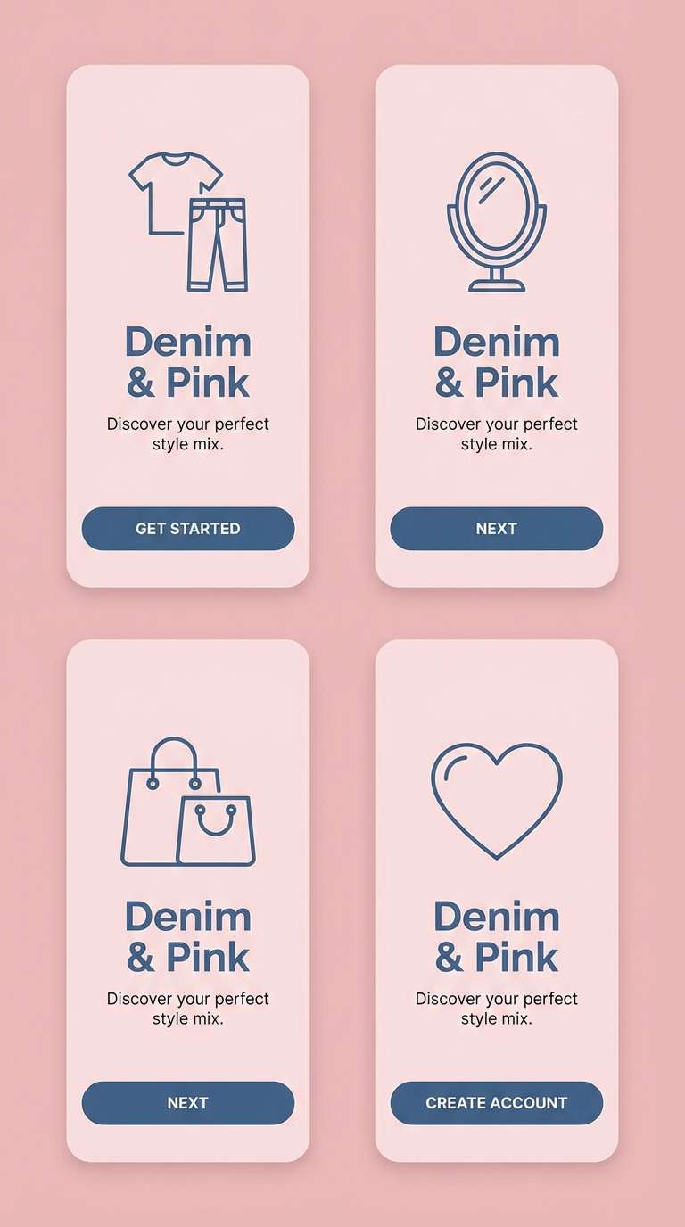 powder pink onboarding screens