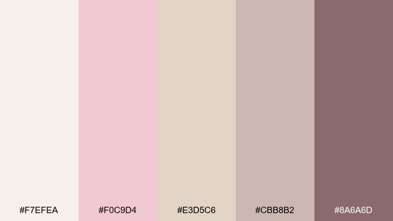 powder petal neutral color palette with hex codes