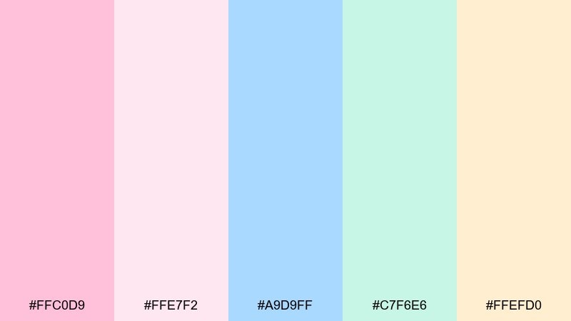 powder puff picnic cotton candy color palette with hex codes
