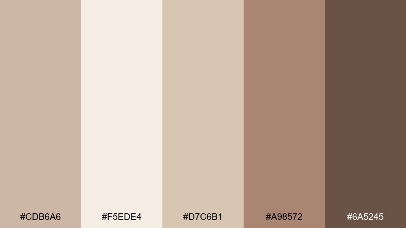 prairie fawn light pastel brown color palette with hex codes