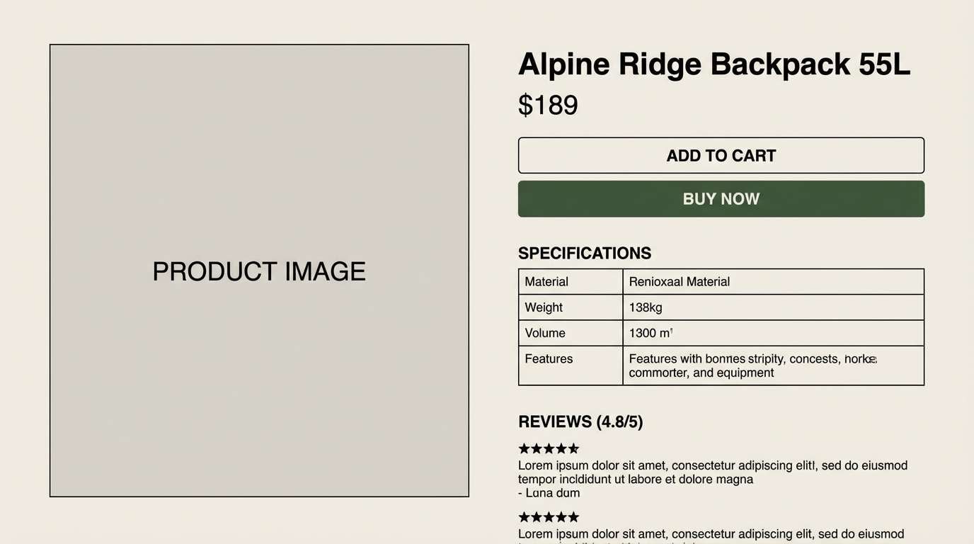 hiking gear product page