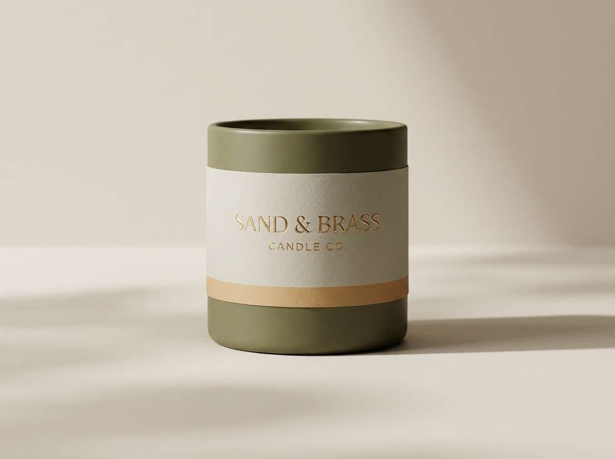 candle packaging in safari tones