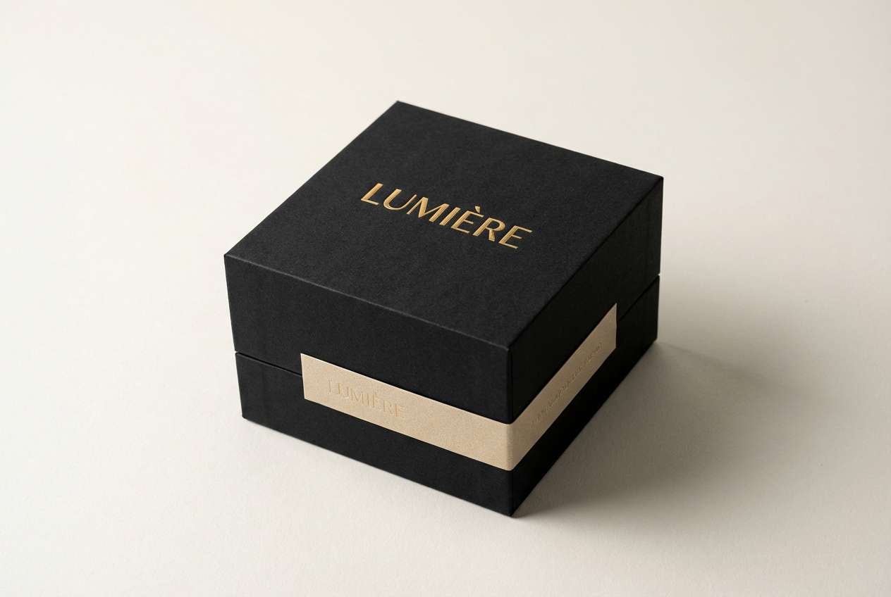 matte black and gold packaging