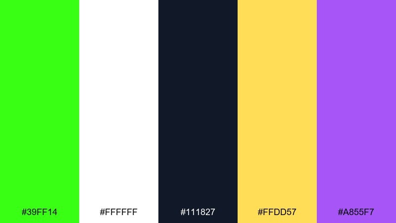 product launch neon pop color palette with hex codes