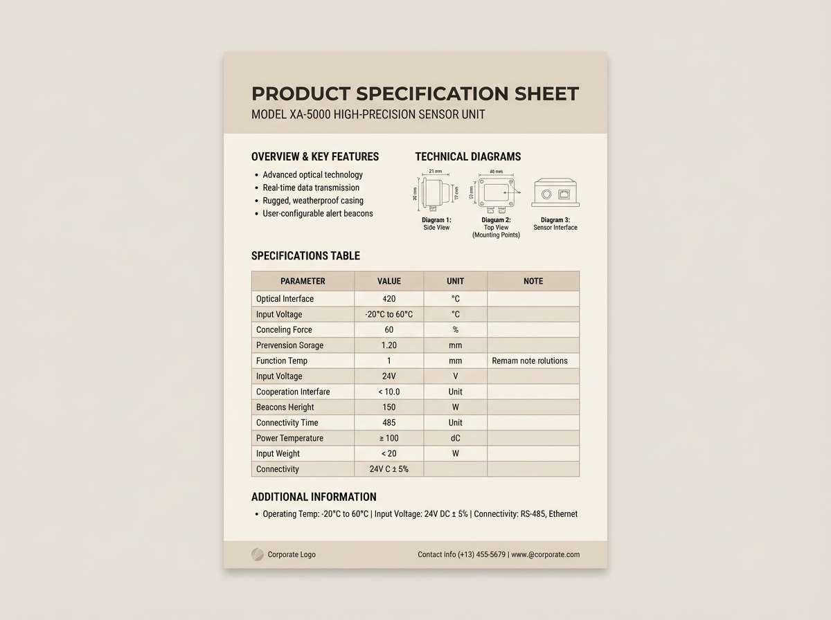 spec sheet in oat neutrals
