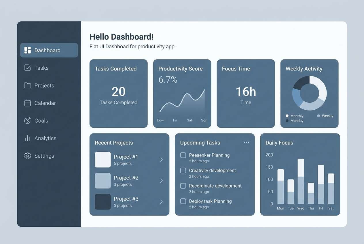 productivity dashboard ui