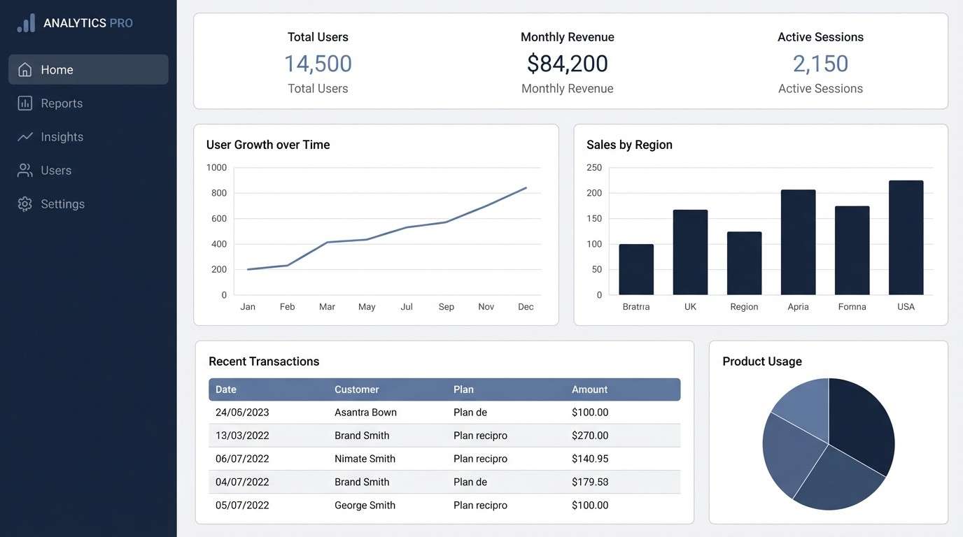 navy analytics dashboard ui