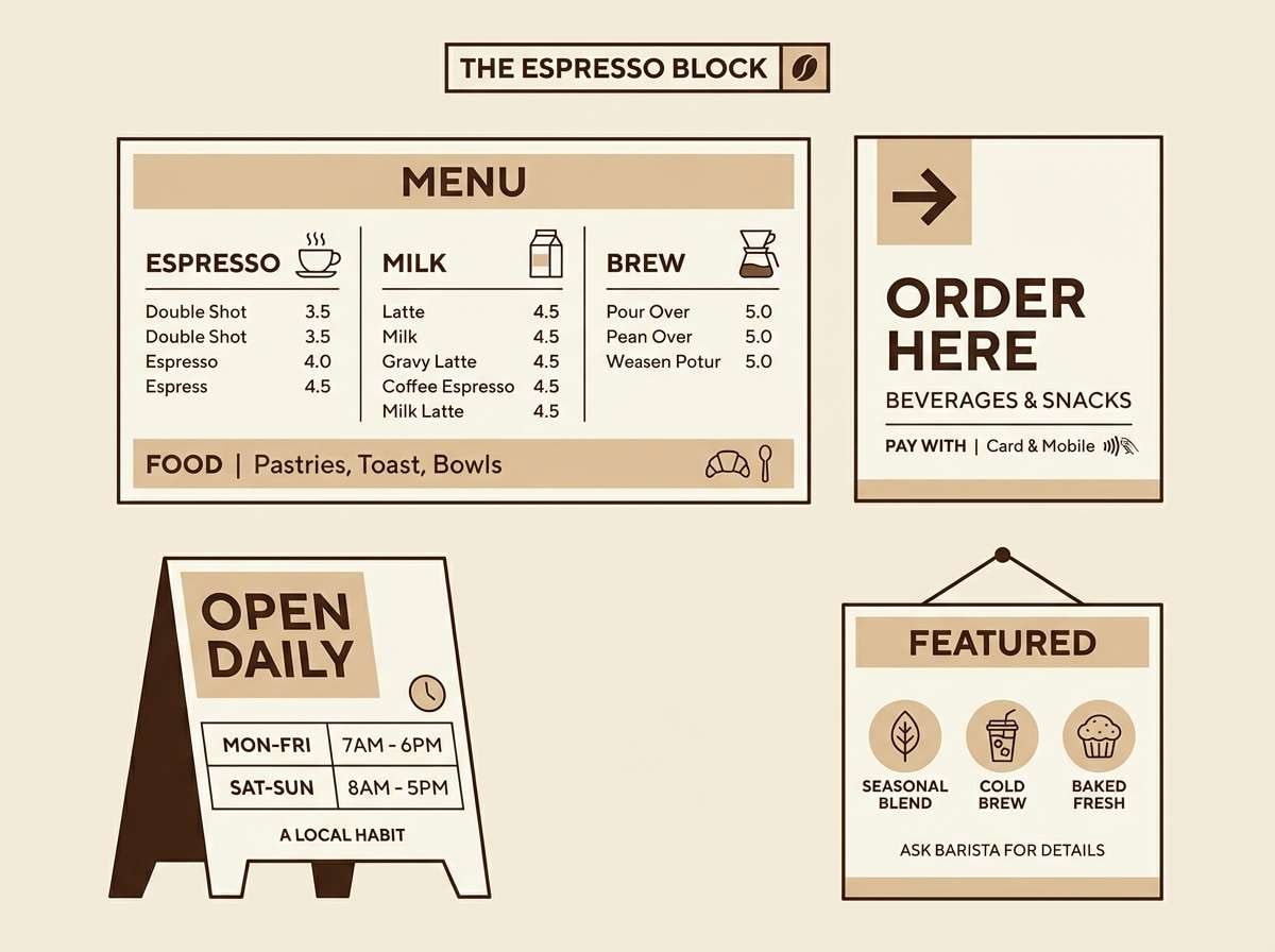 espresso cream menu design