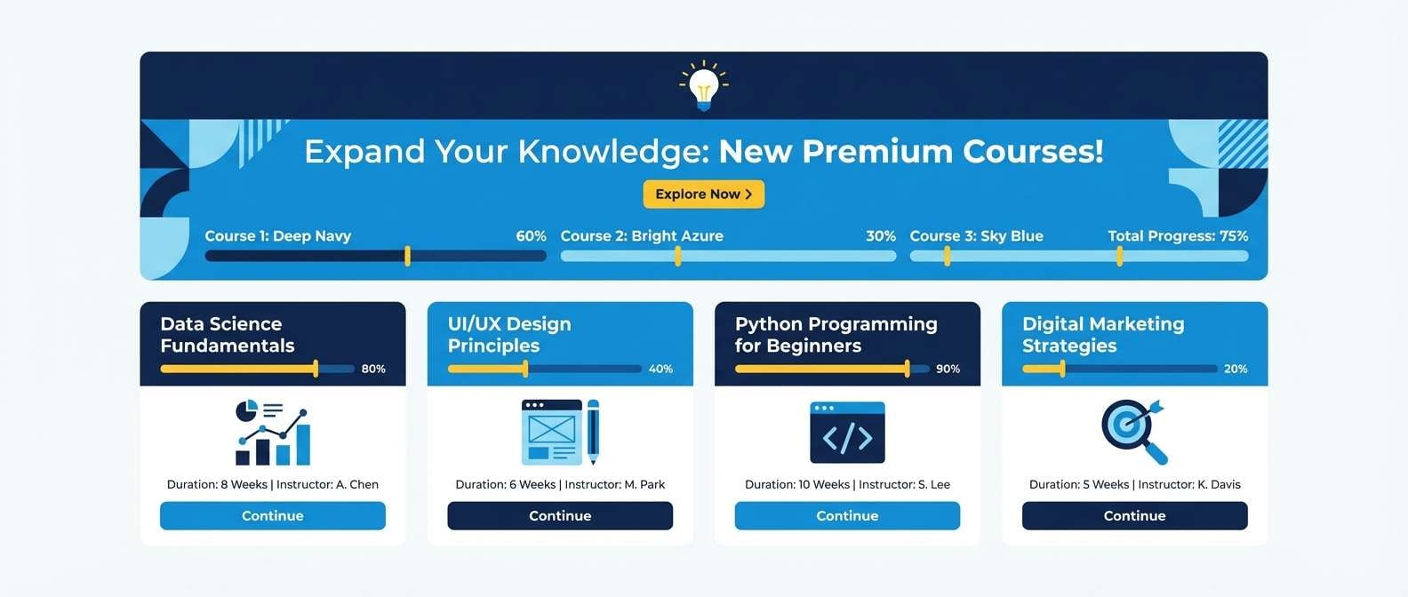 azure elearning banner set