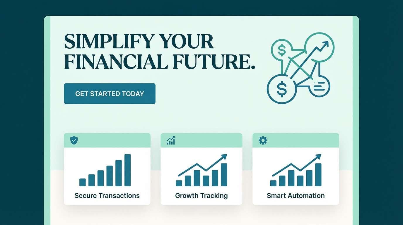 teal fintech landing page