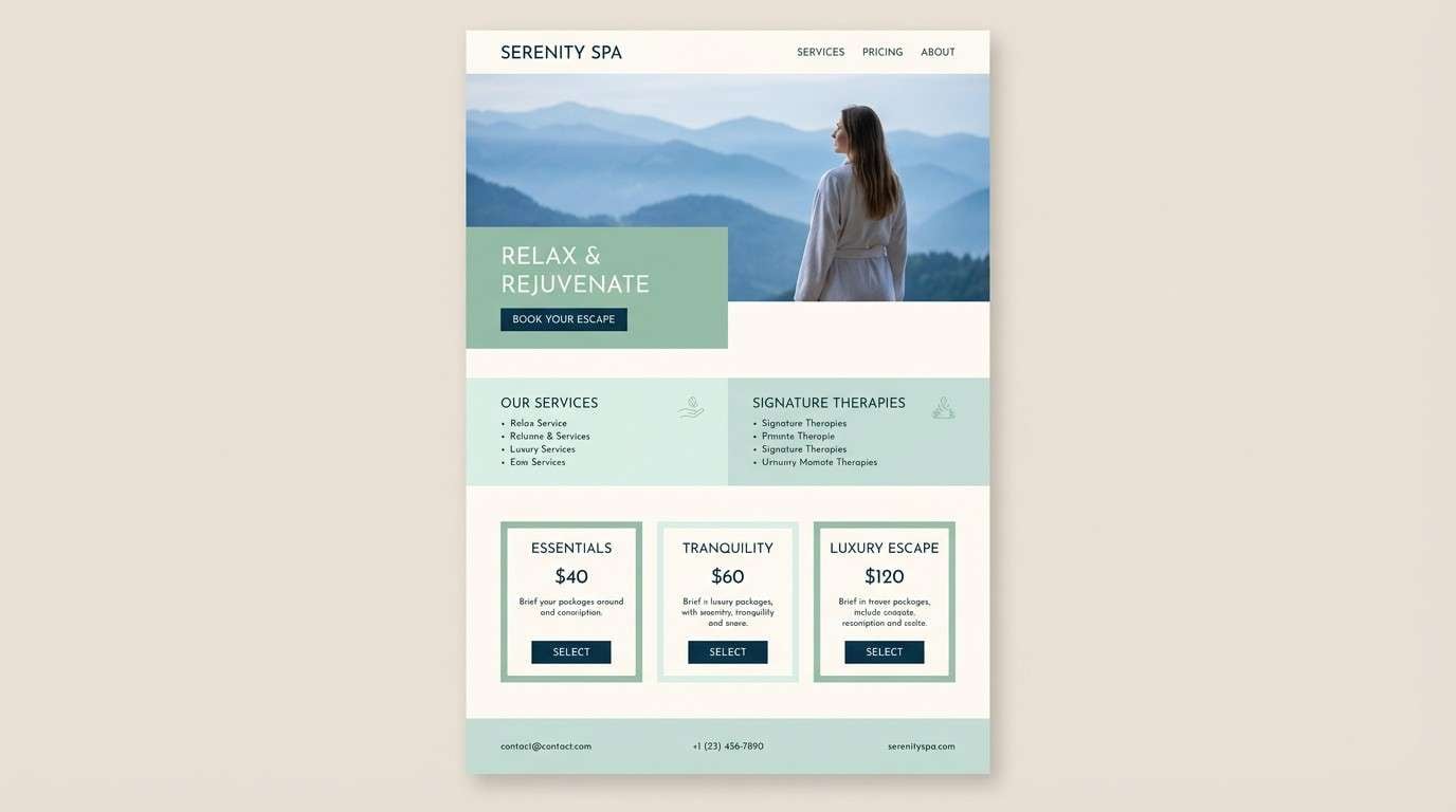 spa website mockup