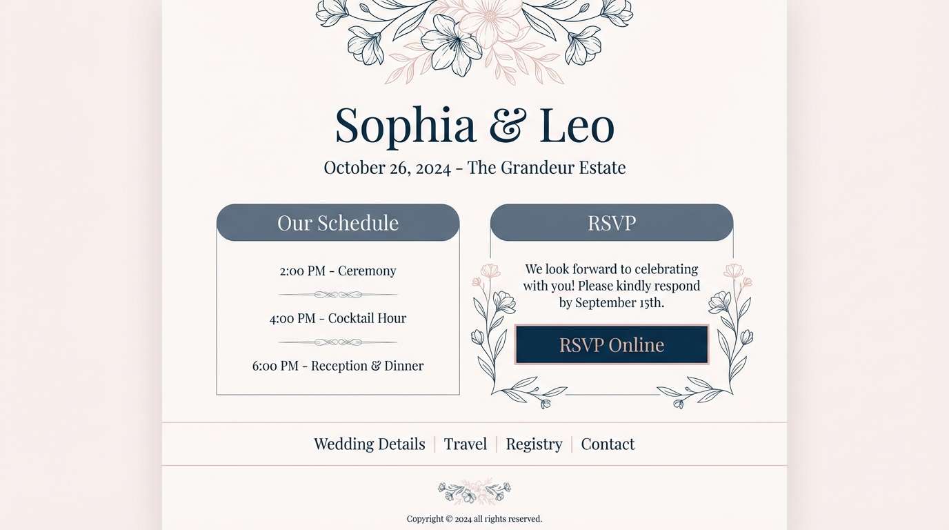 wedding website mockup