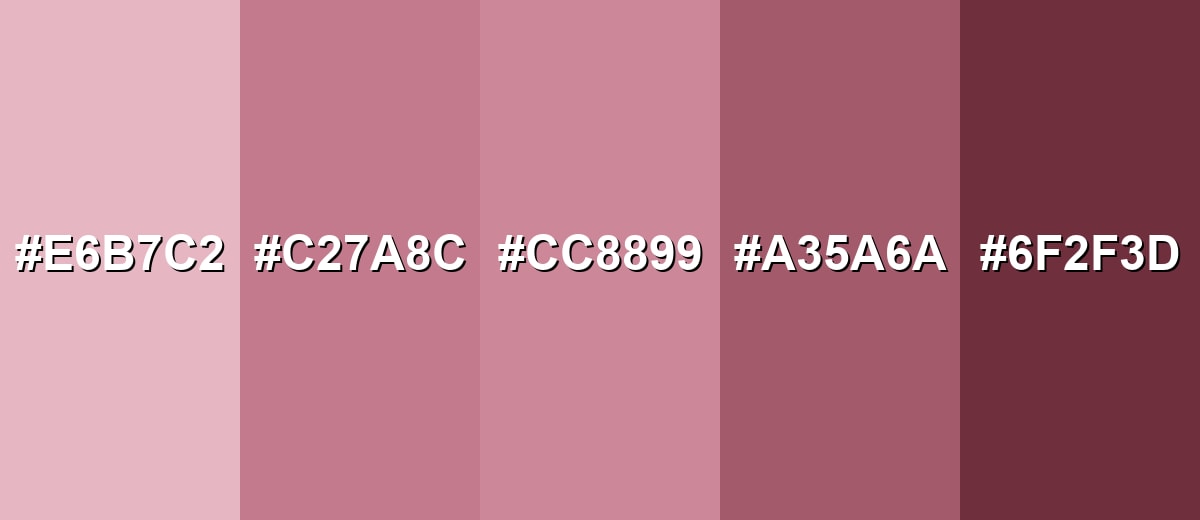 shades and variations of puce-color