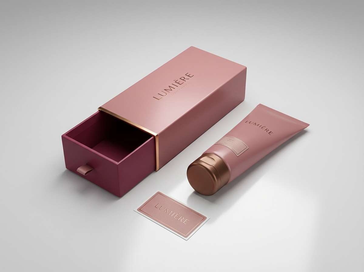 luxe beauty packaging in puce