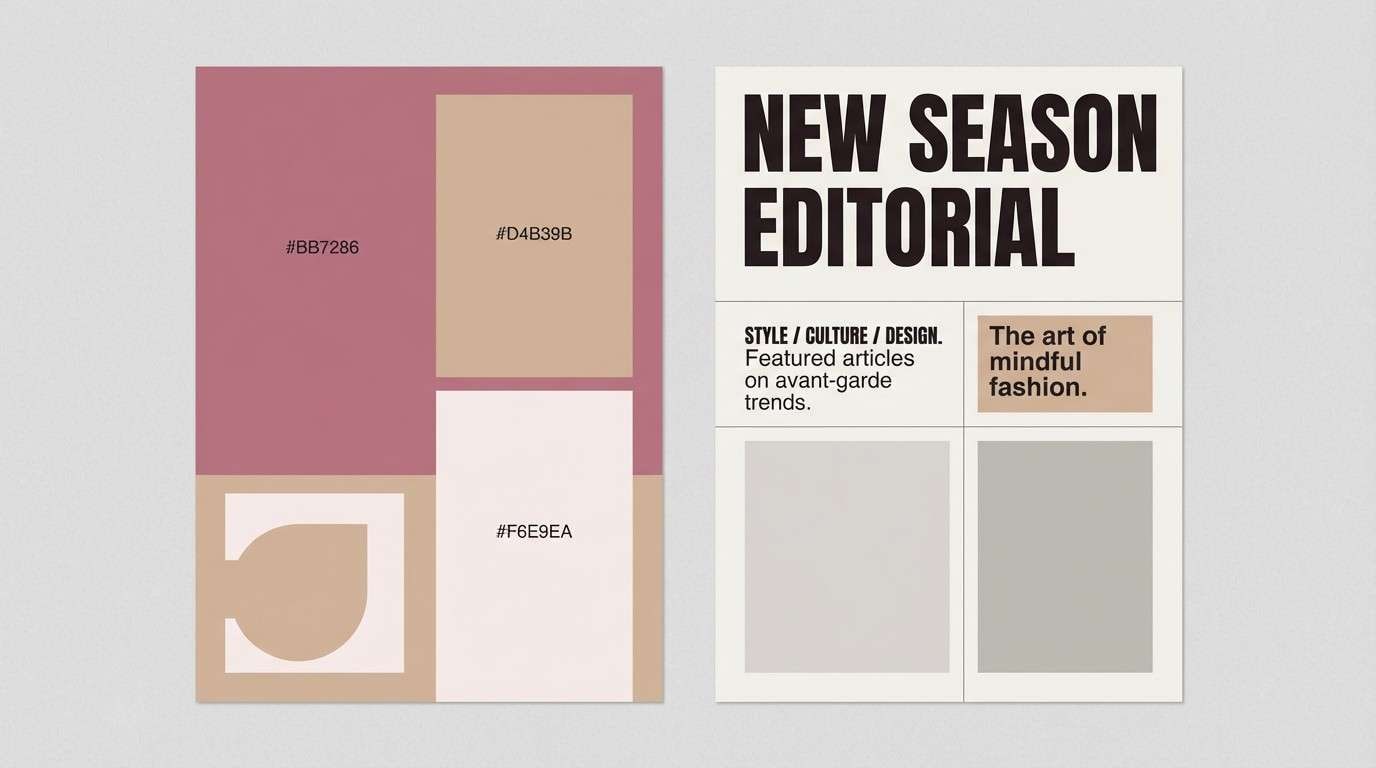 fashion editorial layout in puce