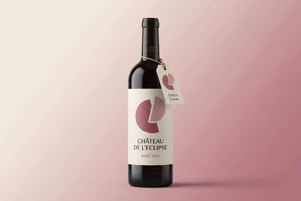 wine label in rich puce