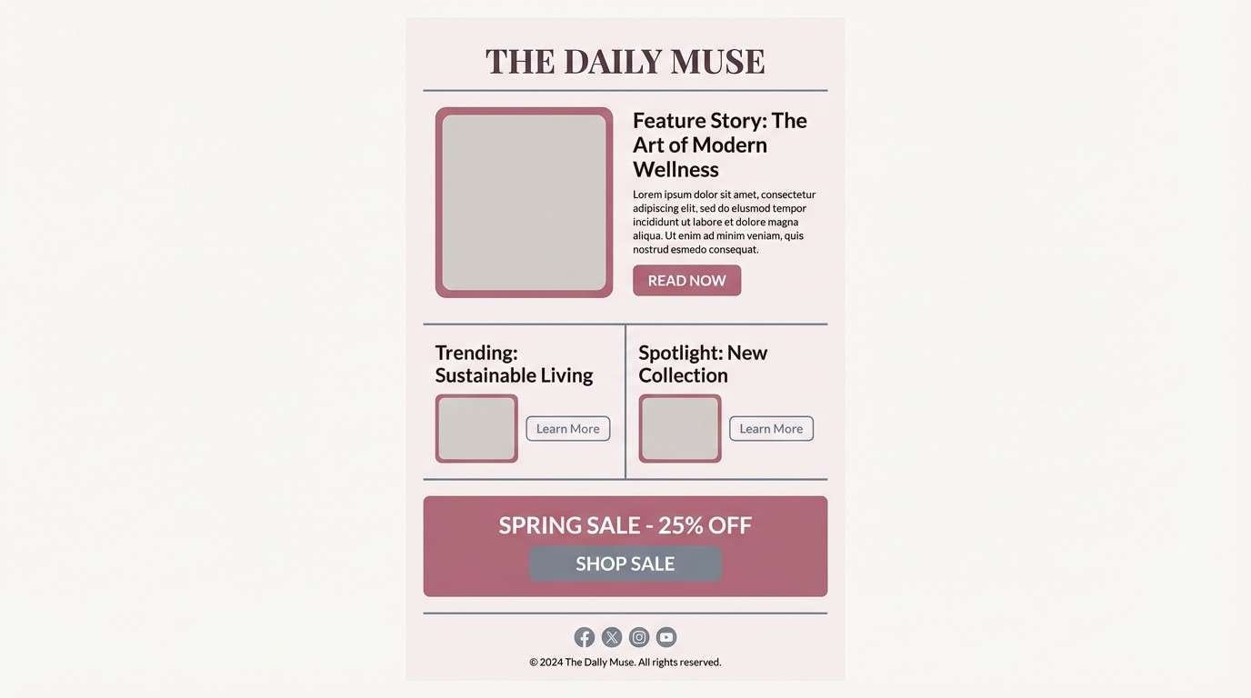 newsletter template in blush slate