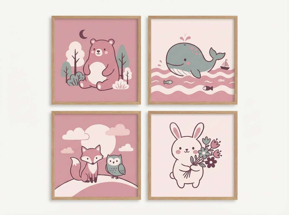 nursery wall art in mauve