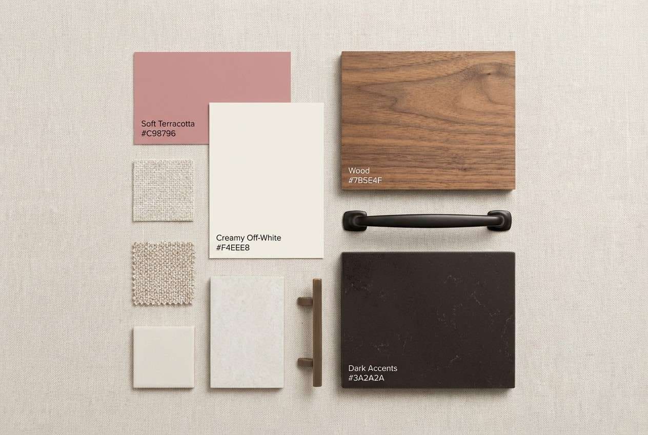 kitchen palette board blush tones