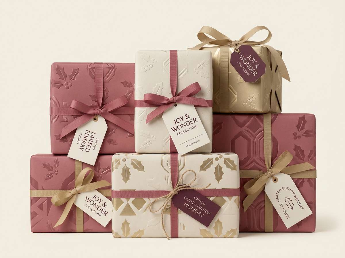 holiday gift wrap in garnet