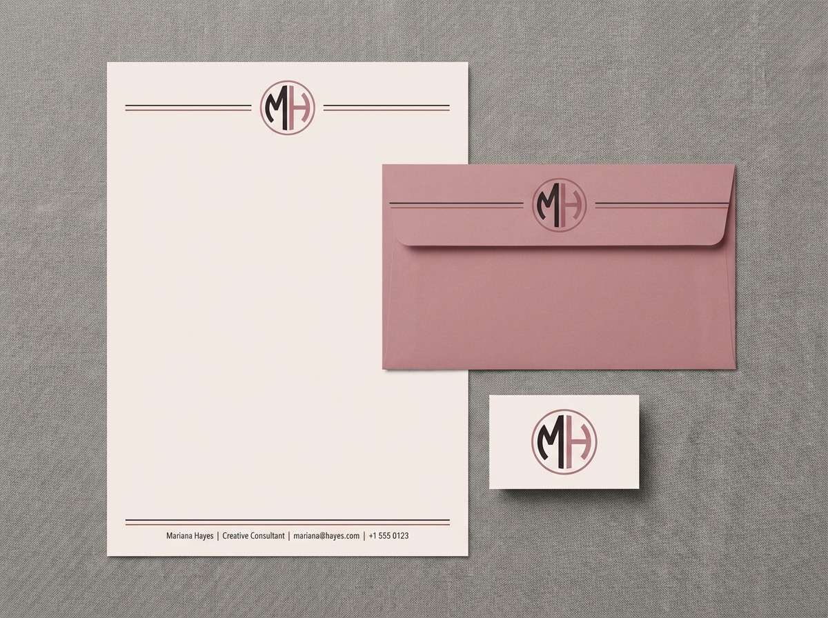 vintage letterhead in dusty rose