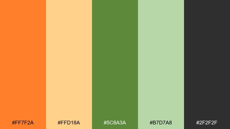 pumpkin matcha color palette with hex codes