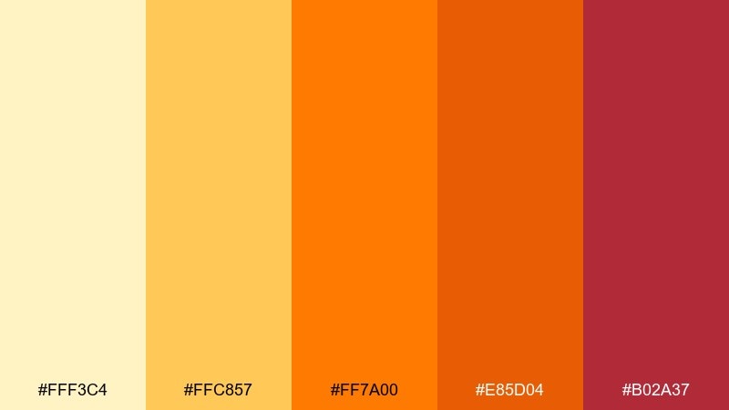 pumpkin spice yellow orange red color palette with hex codes