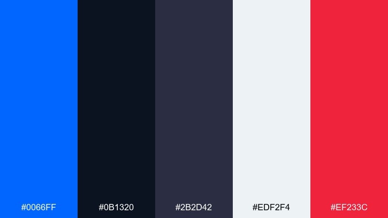 pure true blue focus color palette with hex codes