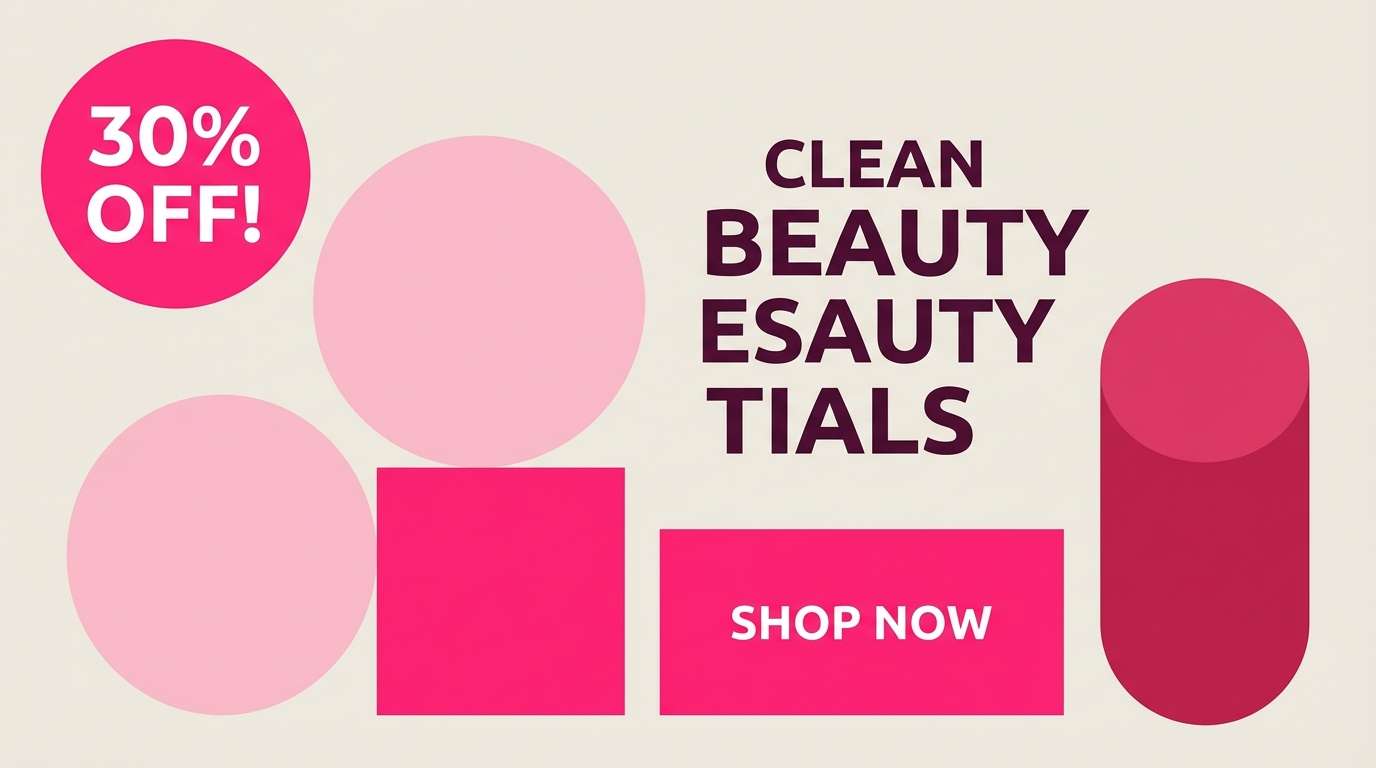 cosmetics banner in raspberry sorbet tones