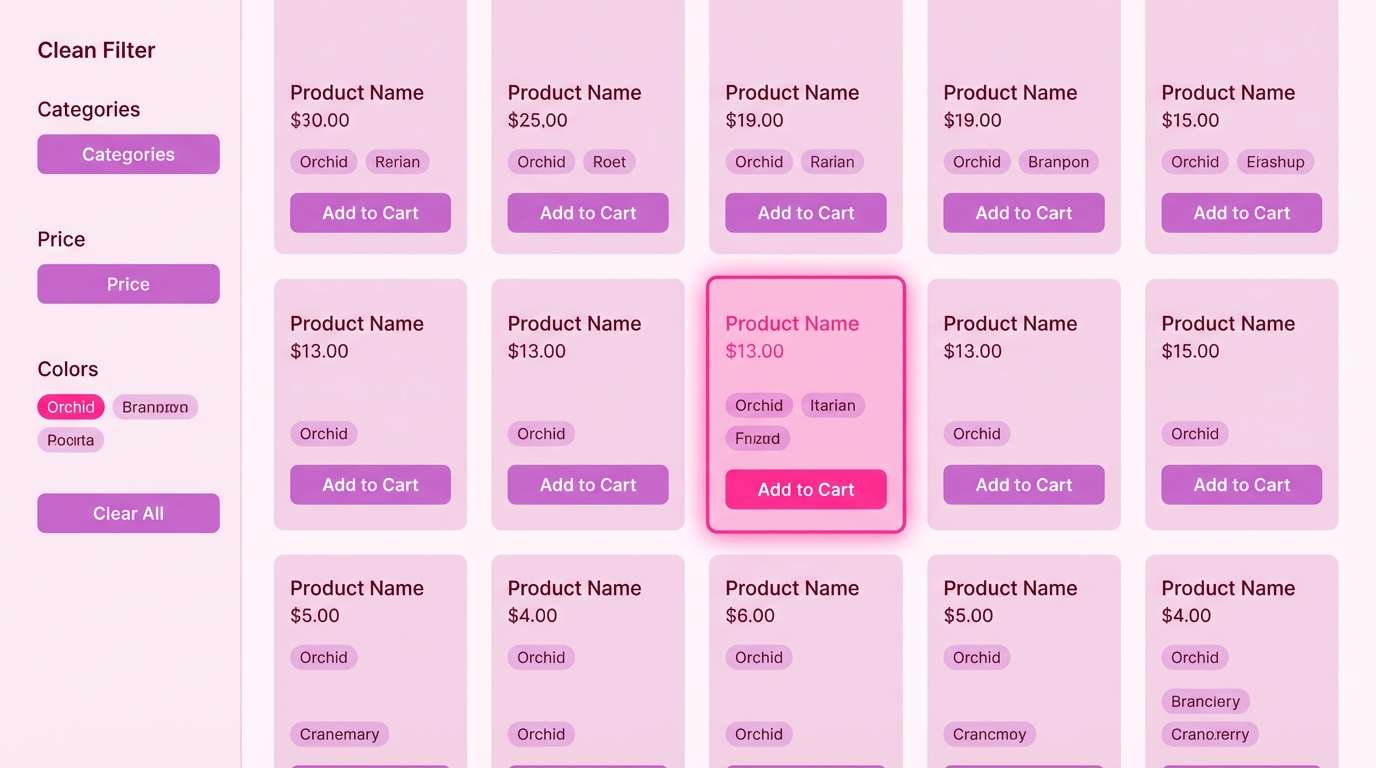e-commerce ui in cranberry orchid