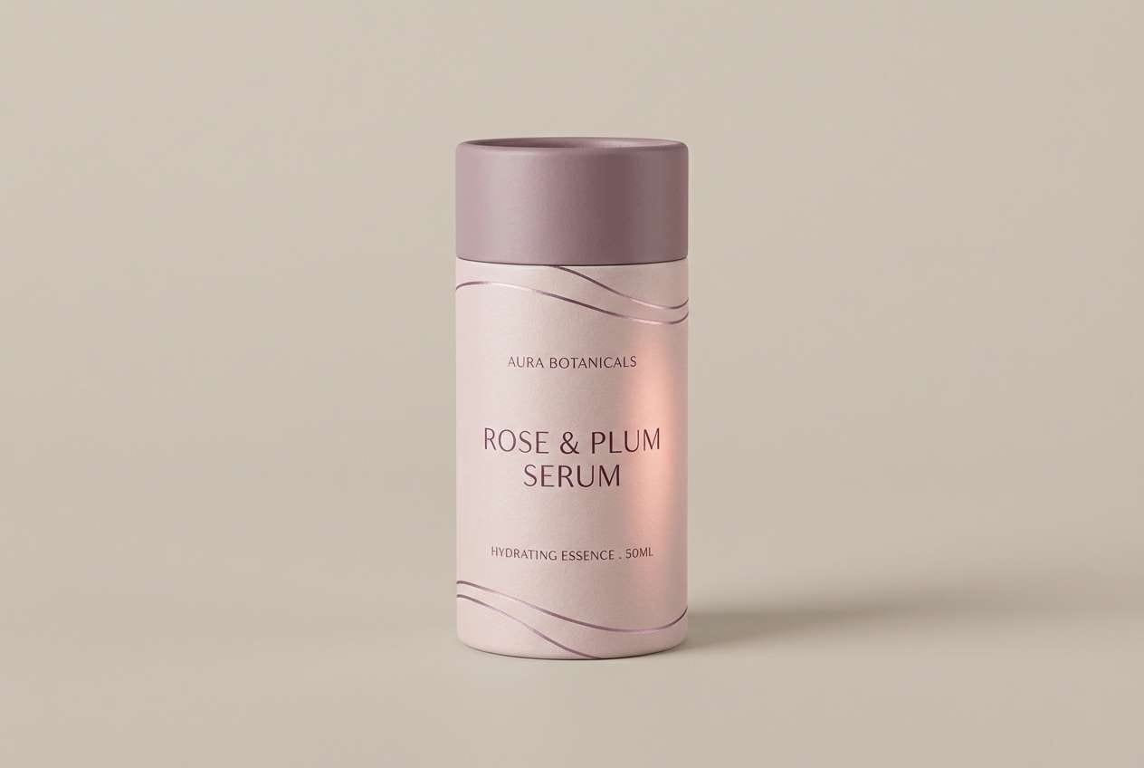 skincare label in rose quartz plum