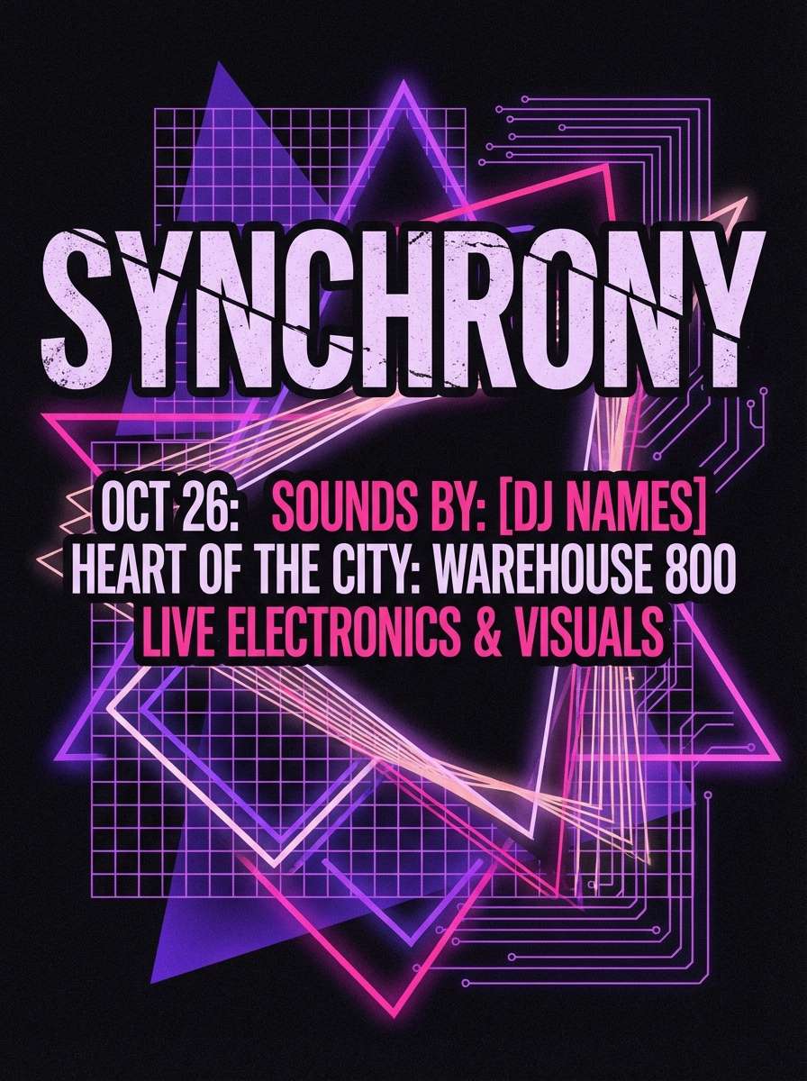 neon fuchsia night event poster