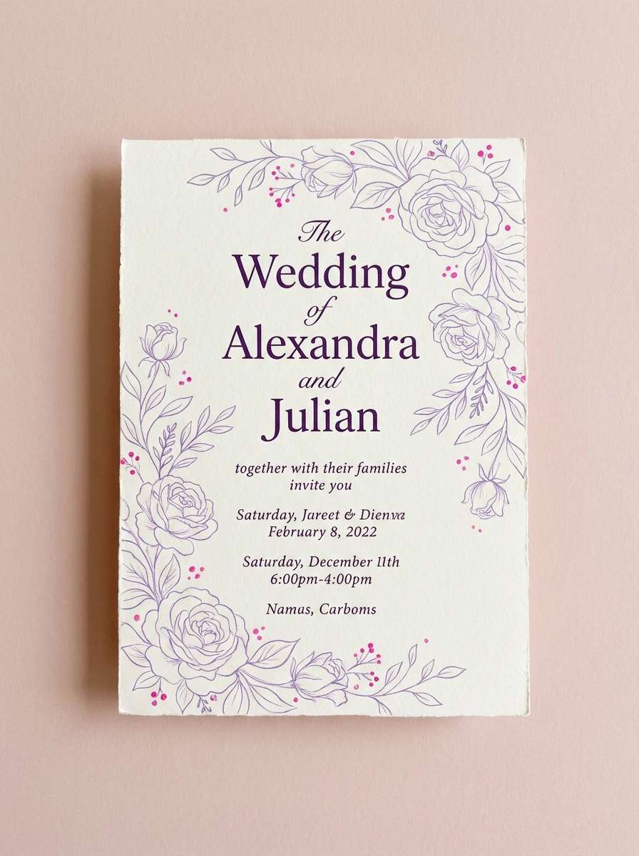 spring invitation in amethyst peony