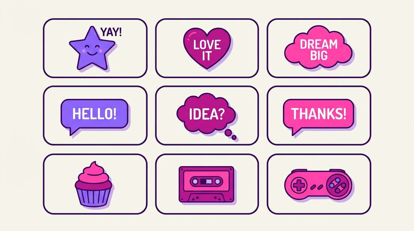 sticker pack ui in grape soda pop