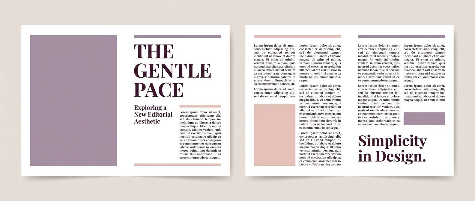 editorial layout in dusty lilac