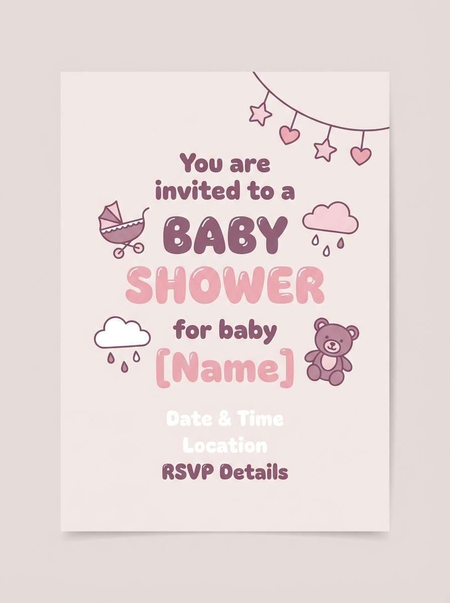 soft plum baby invite