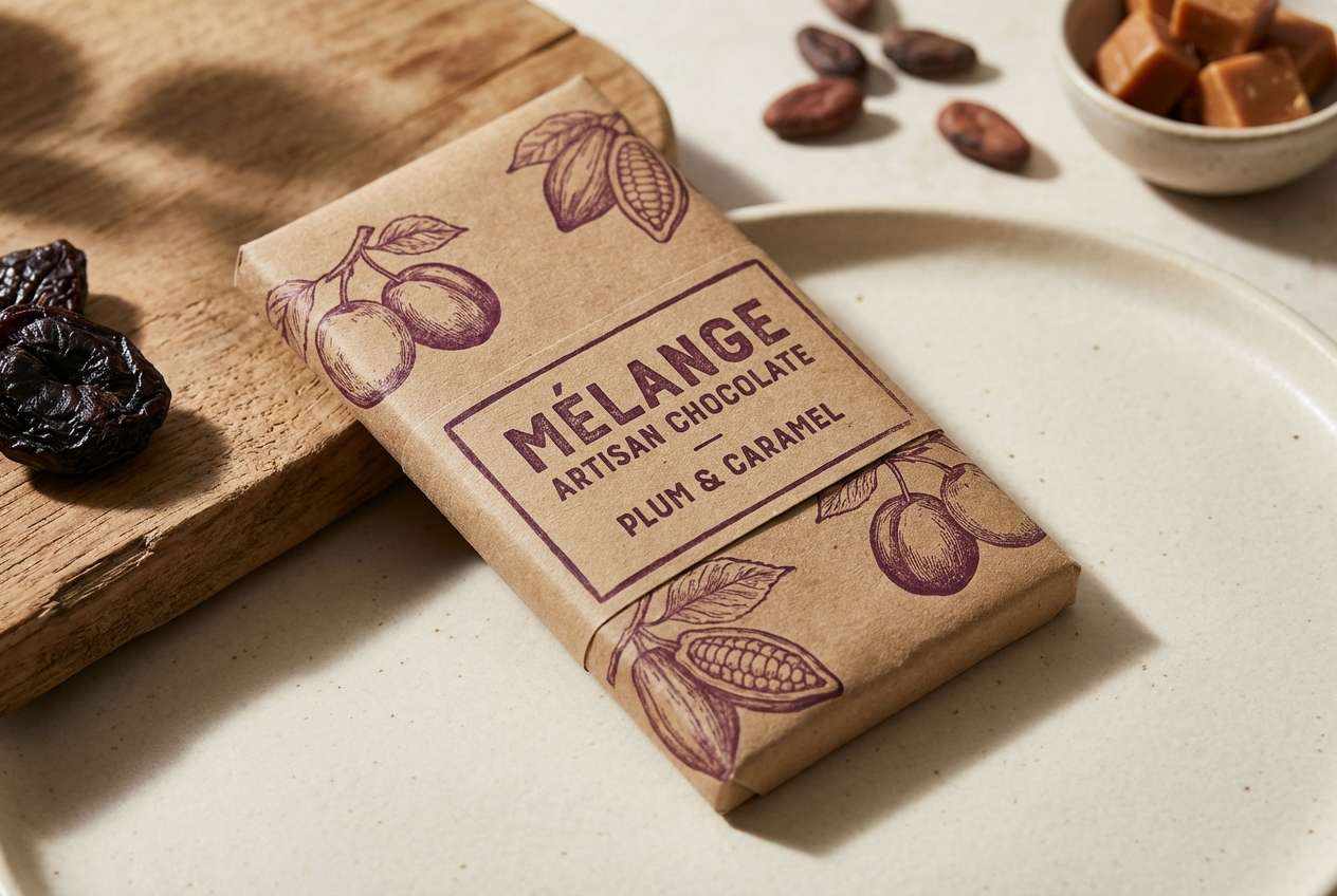 cocoa plum chocolate packaging