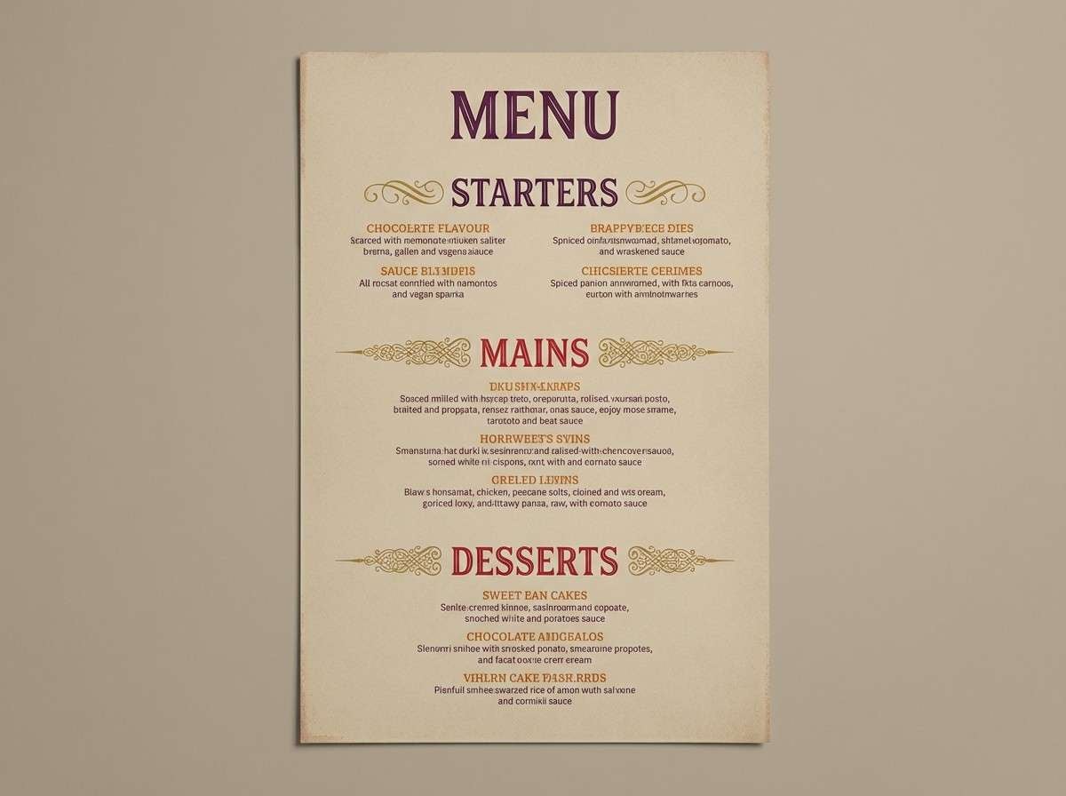restaurant menu layout