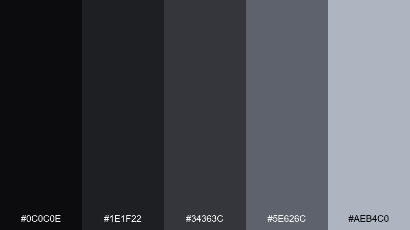 quantum ash black hole color palette with hex codes