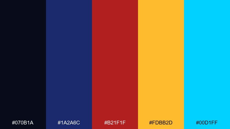 quantum night drive cyberpunk city color palette with hex codes