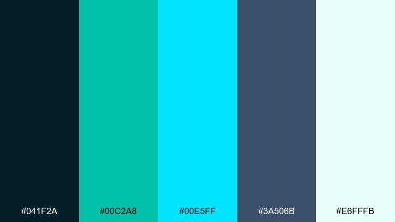quantum teal futuristic color palette with hex codes