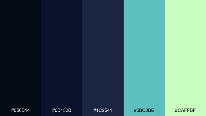 quasar cyan color palette with hex codes