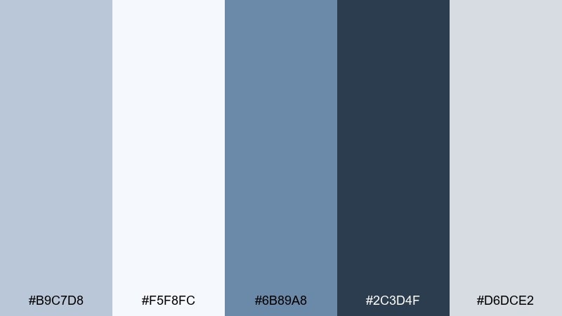 quiet blueprint blue light gray color palette with hex codes