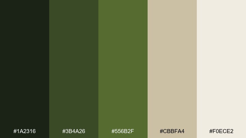 quiet cabin color palette with hex codes